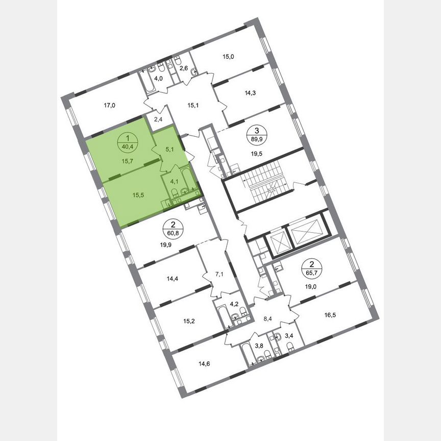 1-к. квартира, 40,4 м², 8/17 эт.
