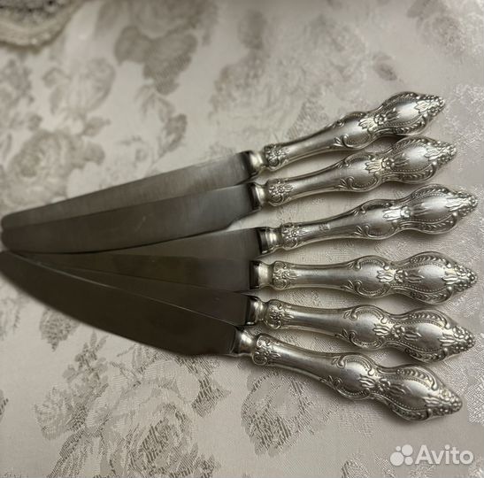 Ножи СССР, мельхиор, набор,покрытый серебром 999,9