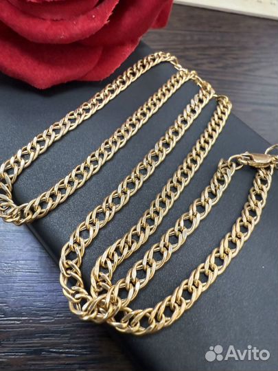 Цепь из желтого золота 585 пробы Ромб 50 см