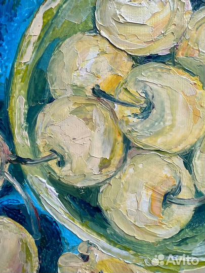 Картина с настюрмортом яблоки масло холст