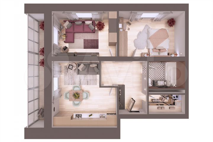 2-к. квартира, 63,5 м², 5/5 эт.