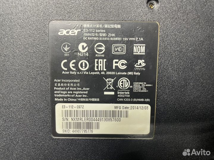 Acer E3-112 в разбор