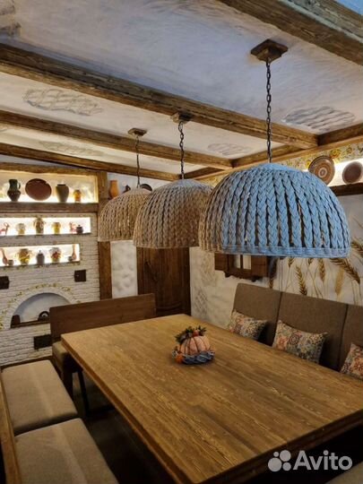 Плетеный абажур. Плафон. Люстра. Светильник