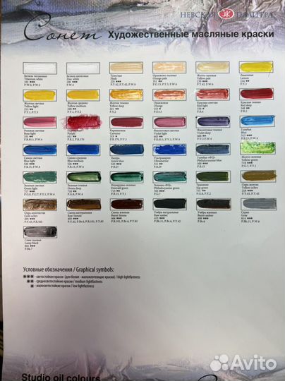 Масляные краски Сонет