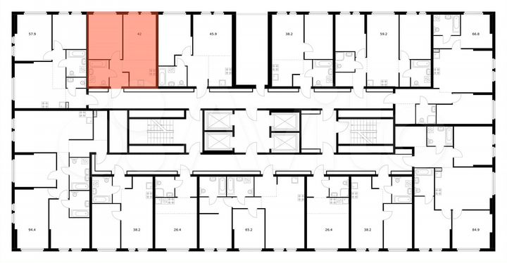 2-к. квартира, 42 м², 32/32 эт.