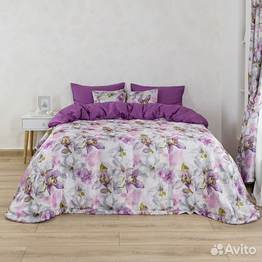 Покрывало Жардин сирень новое плед на кровать