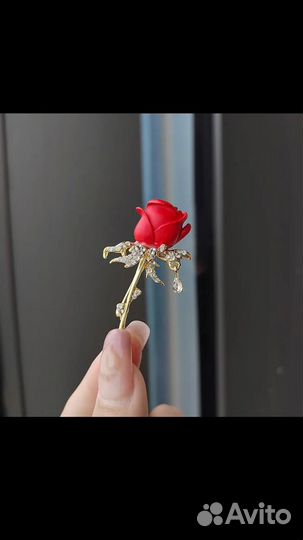 Роза брошь (аксессуар для подарка)
