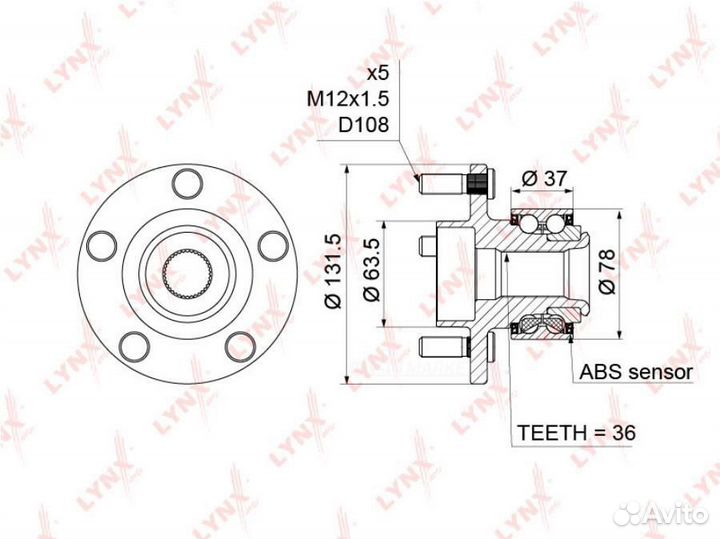 Lynxauto WH-1215 Ступица колеса перед прав/лев