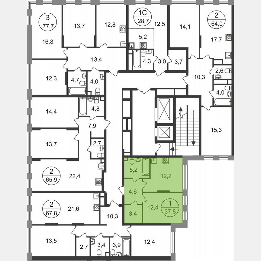 1-к. квартира, 37,8 м², 2/17 эт.