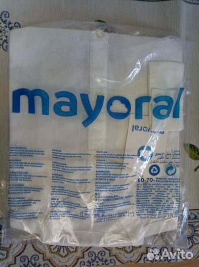 Новая белая рубашка Майорал, Испания, 128/8 лет