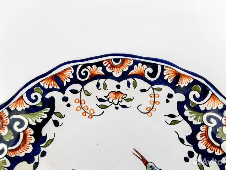 Антикварная тарелка, майолика, середина 20 века
