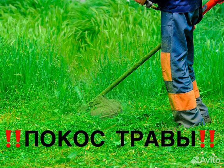 Покос травы триммером