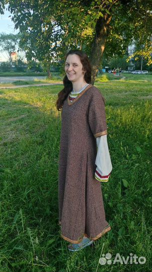 Платье + рубаха славянские, на фотосессию, косплей