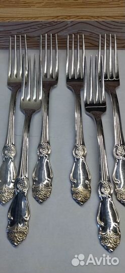 Вилки большие столовые роза 6 шт мельхиор, кольч