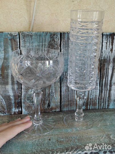 Хрустальная креманка и бокал. Винтаж