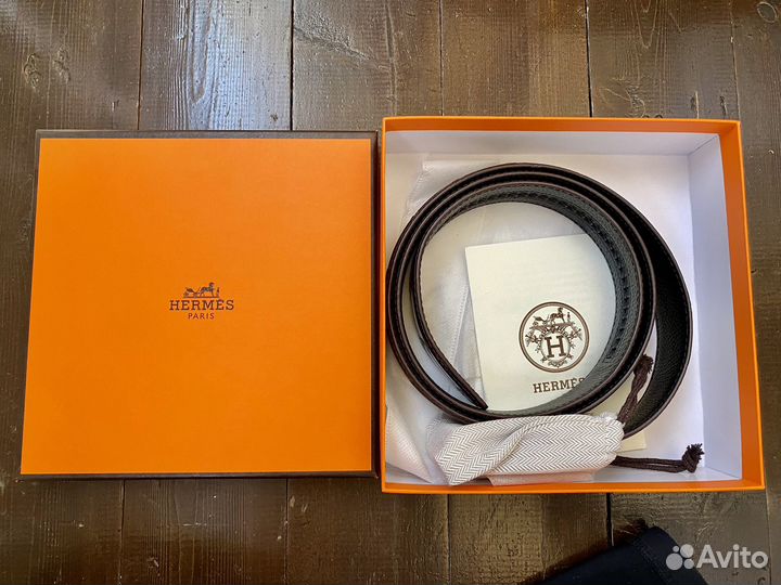 Ремень мужской Hermes кожаный с пряжкой