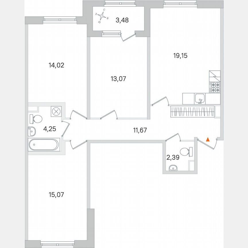 3-к. квартира, 81,4 м², 1/4 эт.