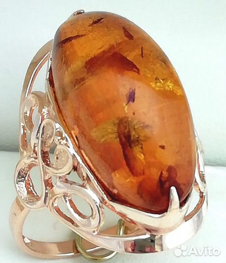 Кольцо / размер 18,5 / 5,30г / Золото583 / янтарь