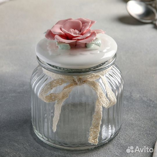 Банка стеклянная для сыпучих продуктов «Роза», 650