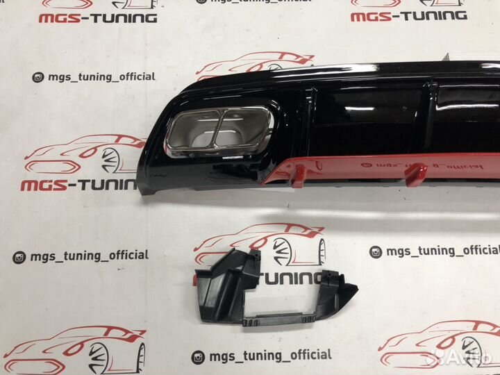 Диффузор хром насадки Мерс А45 AMG красный 12-15