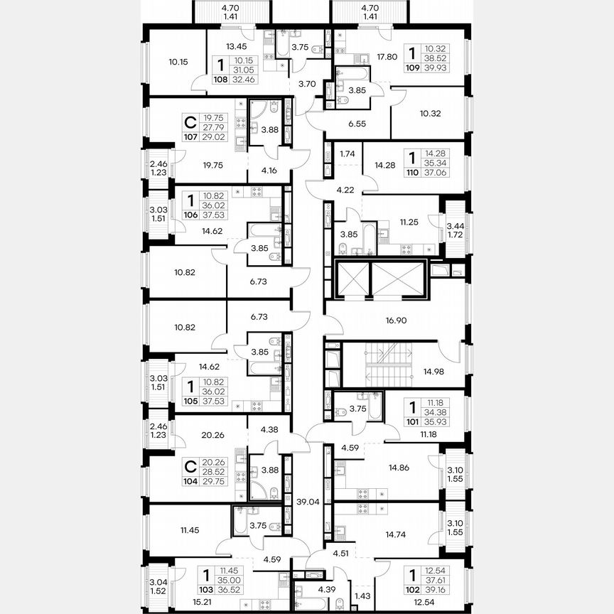 1-к. квартира, 37,5 м², 12/15 эт.