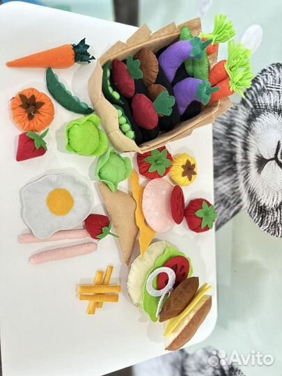 Еда из фетра, для кухни, огород из фетра, грядка