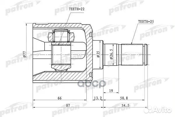 ШРУС внутренний 22x35x25 hyundai getz 02-11, AC