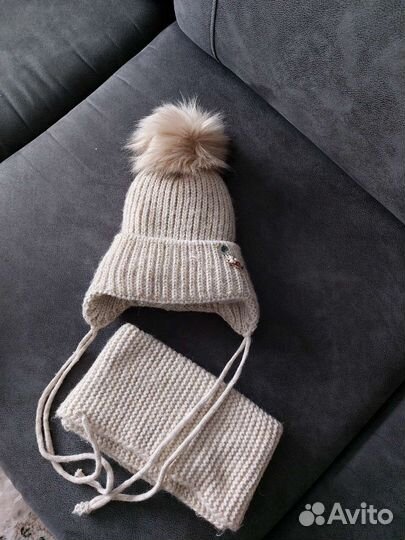 Зимний комплект шапка и снуд для девочки