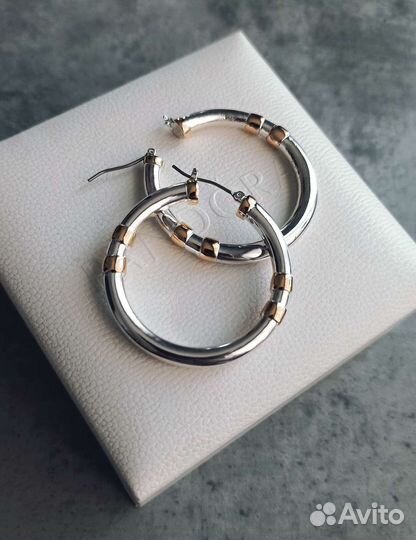 Серьги кольца 2 тона, ralph lauren