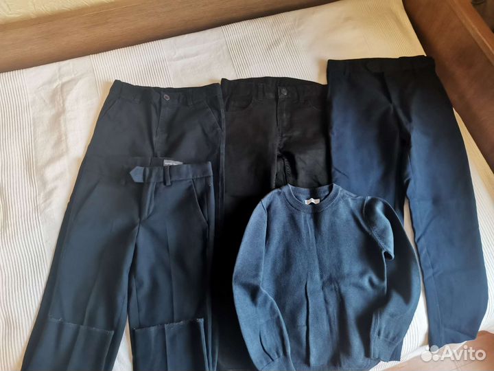 Рубашка H&M 116, брюки школьные, джинсы