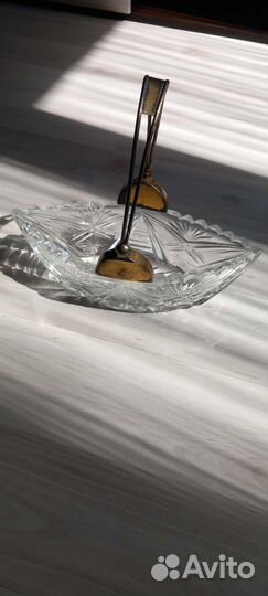 Ваза хрустальная лодочки серебро СССР