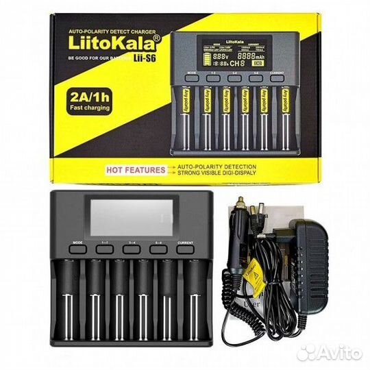 Зарядное сетевое для батарей 18650x6, AA/AAA Liito