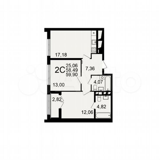 2-к. квартира, 59,9 м², 18/18 эт.