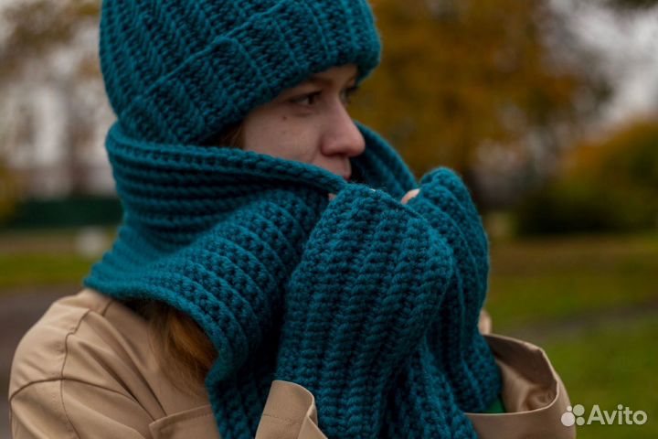 Шапка, шарф, митенки