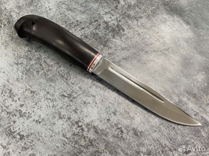 Финский нож Пуукко, кованая 95х18, черный граб, А