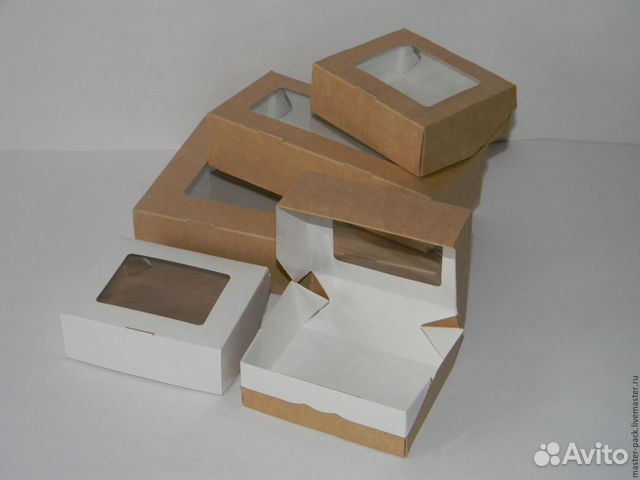 Крафт экоупаковка с окошком коробки