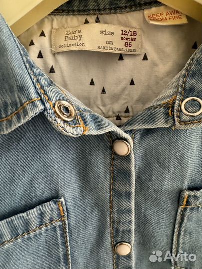 Джинсовая рубашка zara детская 86