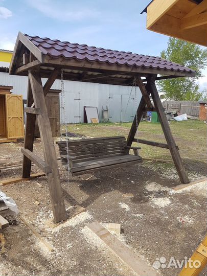 Деревянные качели / детские качели с установкой