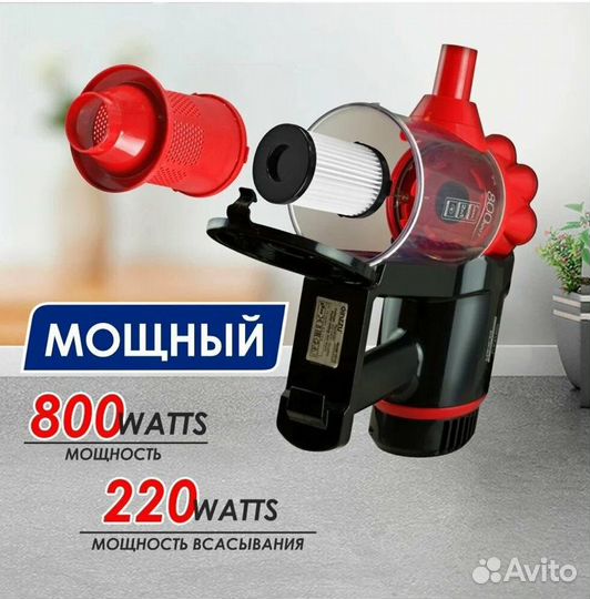 Вертикальный пылесос ginzzu 800 watts 2 в 1