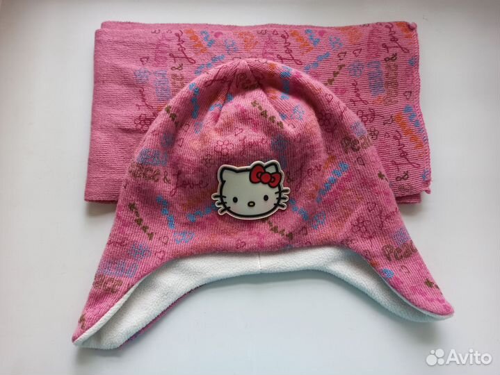 Шапка для девочки с шарфом