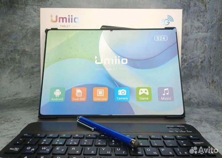 Планшет umiio + клавиатура + чехол + стилус+стекло