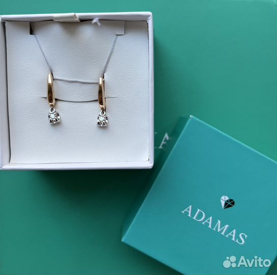 Золотые серьги с бриллиантами Адамас