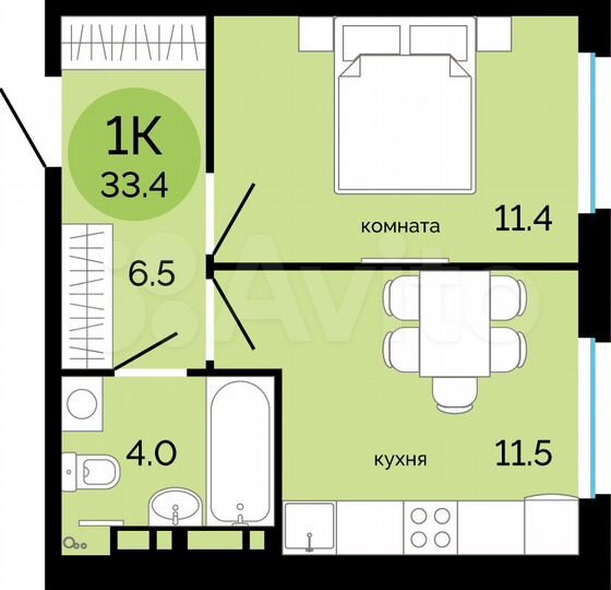 1-к. квартира, 33,4 м², 3/17 эт.