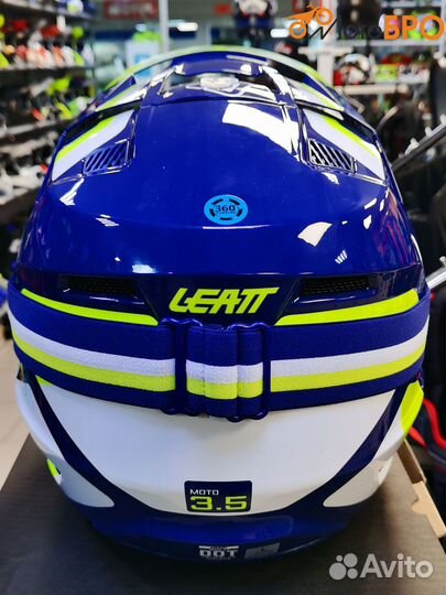 Шлем кроссовый Leatt Moto 3.5 V24 blue с очками