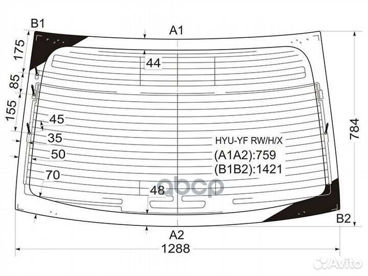 Стекло заднее с обогревом hyundai sonata YF 10