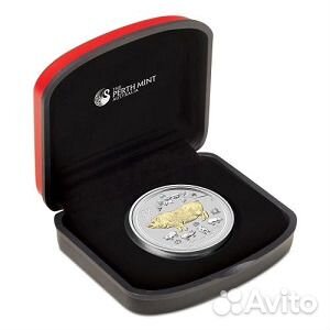 Монета Год Свиньи с позолотой Австралия 2019 год