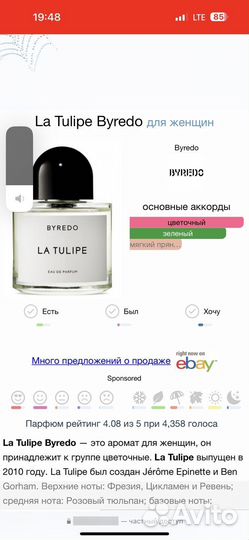 Byredo la tulipe тестер