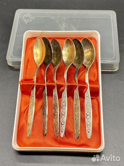 Набор 6 чайных ложек, мельхиор, СССР