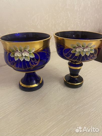 Конфетница цветная богемия стекло