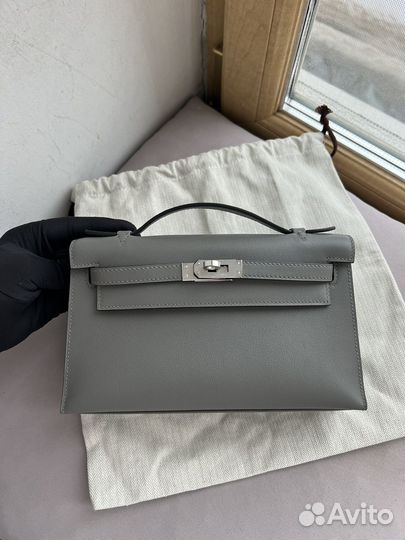 Клатч сумка Hermes Birkin gris etain swift